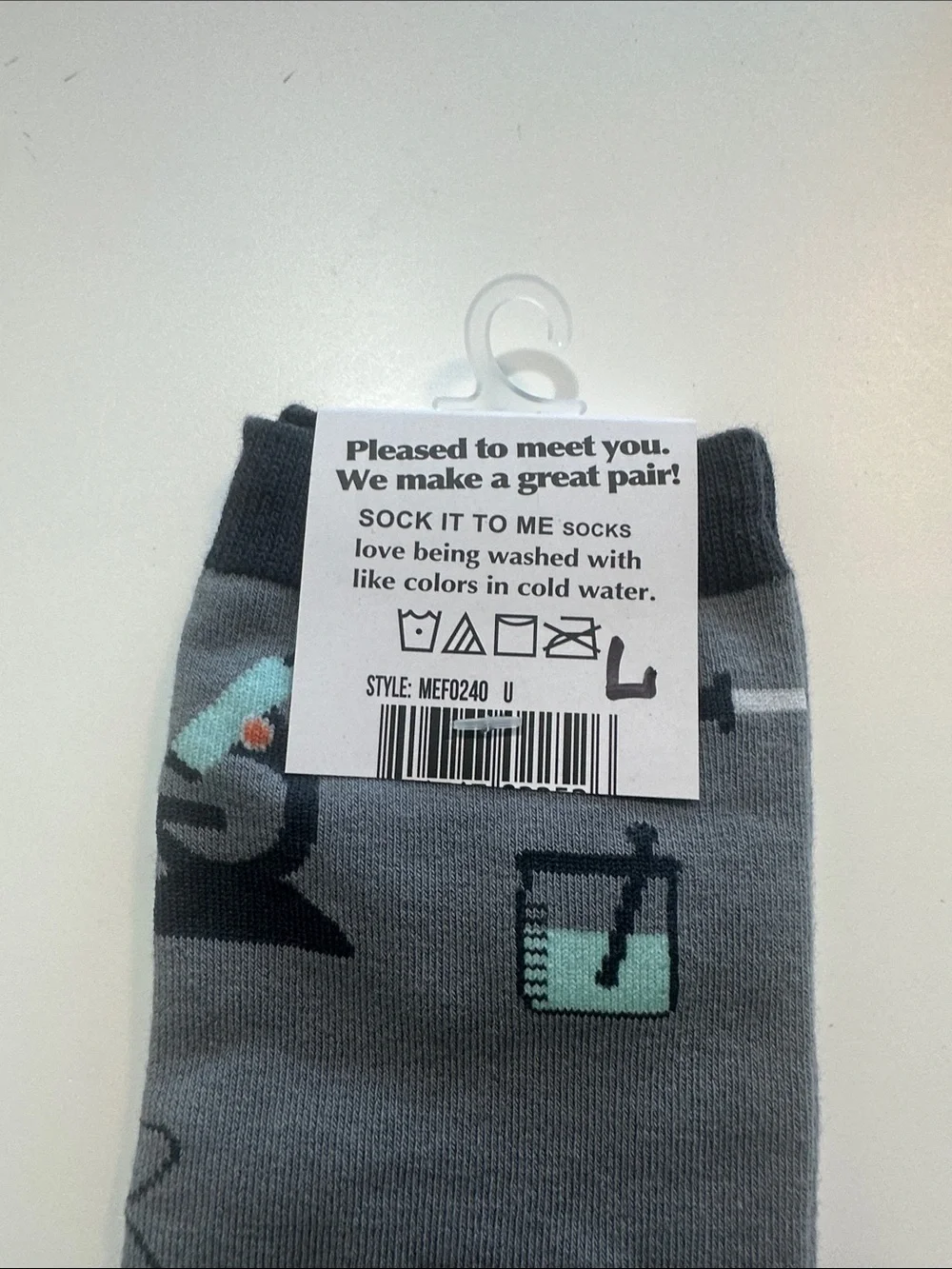 Science Motif Gray Knee-High Dress Socks - Men